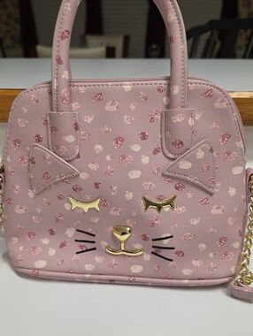 Luv Betsey by Betsey Johnson Pink Cat Face Crossbody Dome Bag Satchel - Size M